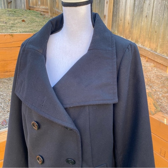 Calvin Klein Black Double Button Pea Coat Size Large - Picture 3 of 15